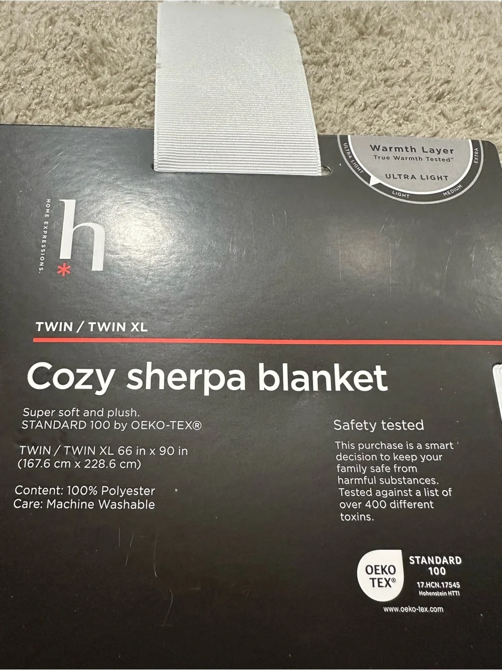 Home Expressions Twin/Twin XL Tan Sherpa Blanket